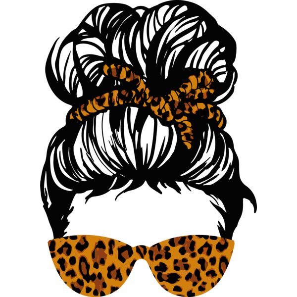 messy bun leopard svg 5 Thumbnail