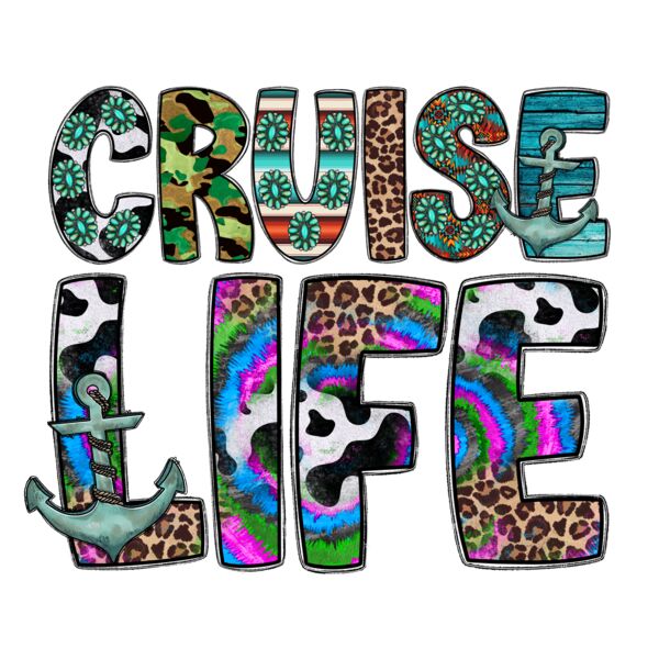Cruise Life PNG File  Western  Gemstone Turquoise  Cowhide  Anchor  Cruise Png  Summer Png Summe Thumbnail