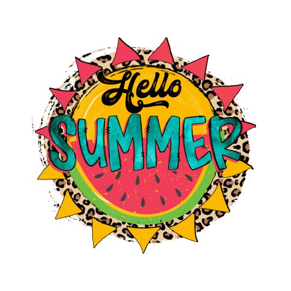 Hello Summer Sun And Watermelon Png  I Love Summer PNG File  Summer Design  Watermelon  Sublimat Thumbnail