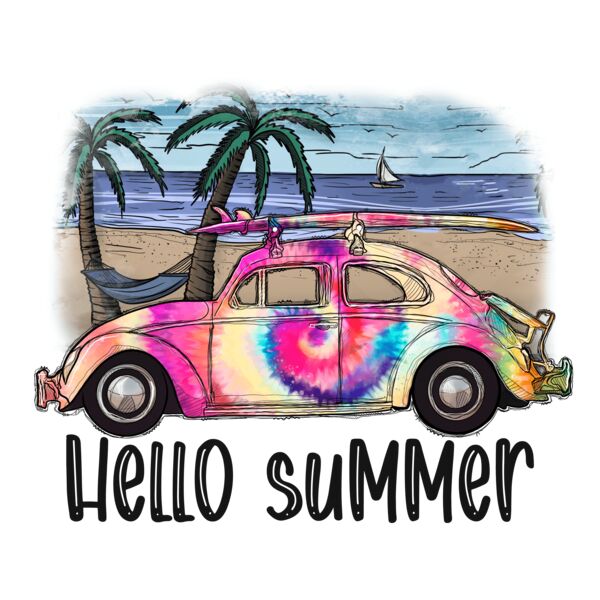 Hello Summer PNG File  I Love Summer PNG File  Summer Truck  Truck Beach  Tie Dye  Beach Png  Su Thumbnail